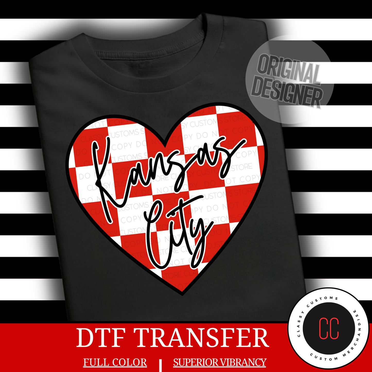Kansas City Checkered Heart DTF