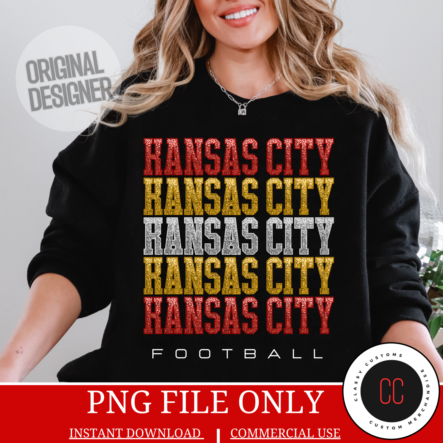 Faux Sequins KC Football PNG