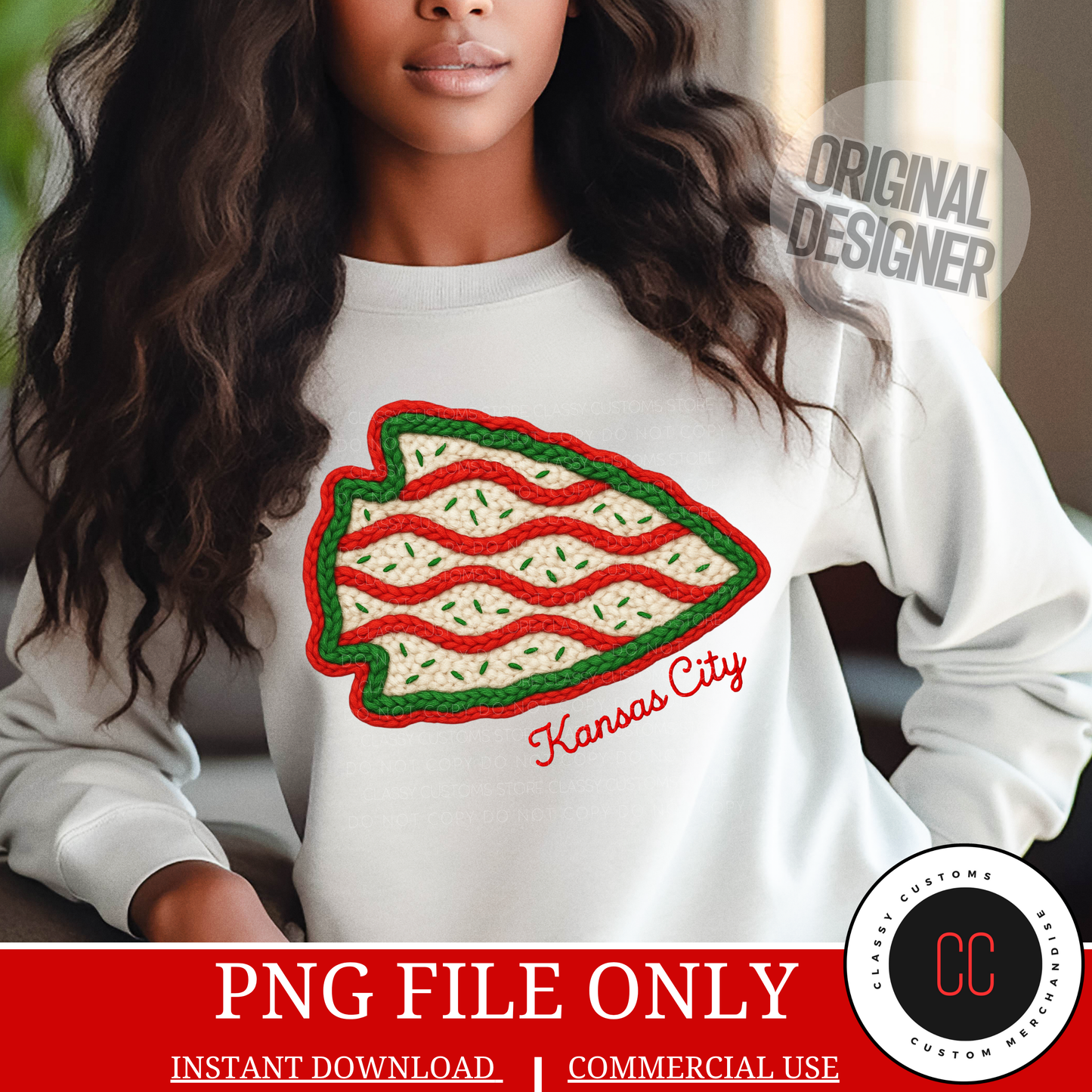 Faux Yarn KC Arrowhead Christmas Cake PNG