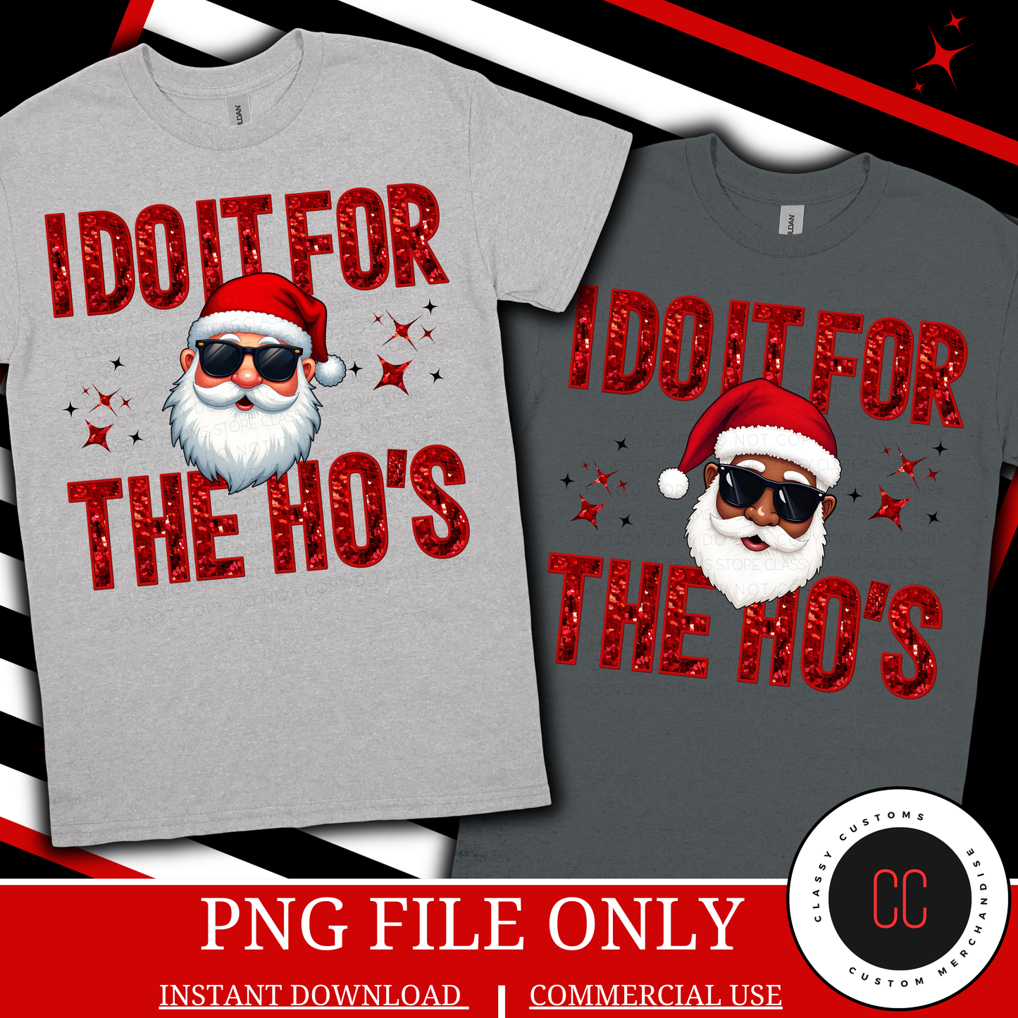Santa, I Do It -Faux Embroidery & Sequins PNG (2 Files)