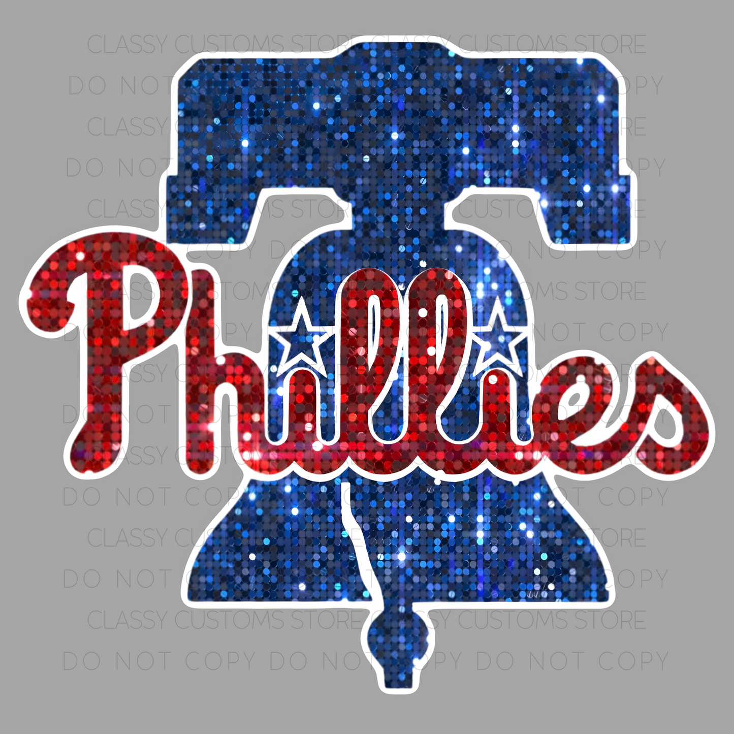 Phillies Baseball Faux Sequins PNG