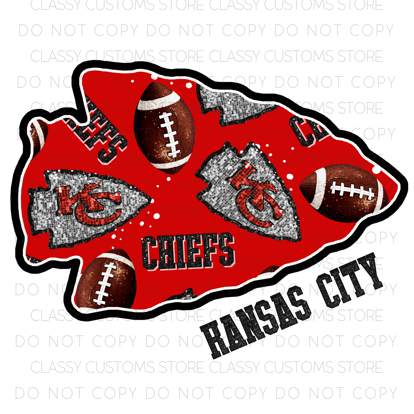 Chiefs Faux Sequins Arrow PNG