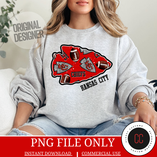 Chiefs Faux Sequins Arrow PNG