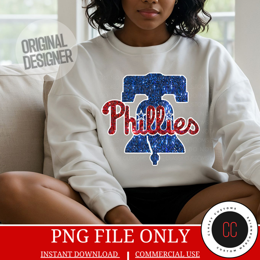 Phillies Baseball Faux Sequins PNG