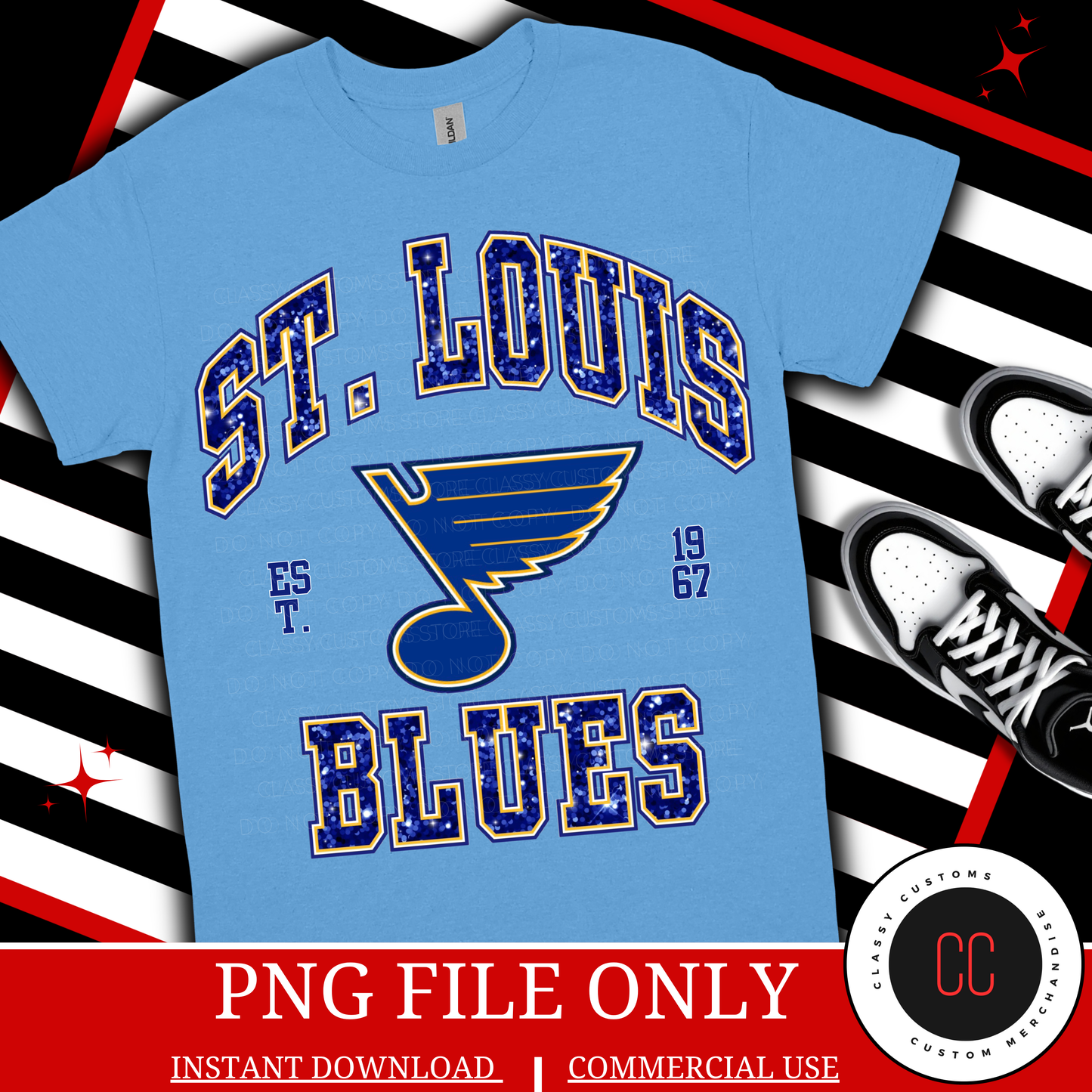 STL Blues Faux Glitter PNG