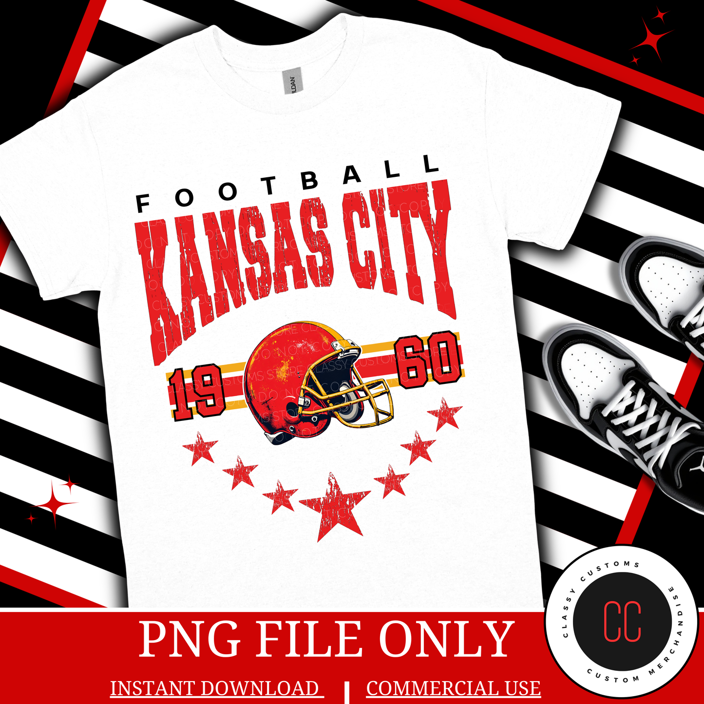Distressed KC Football PNG
