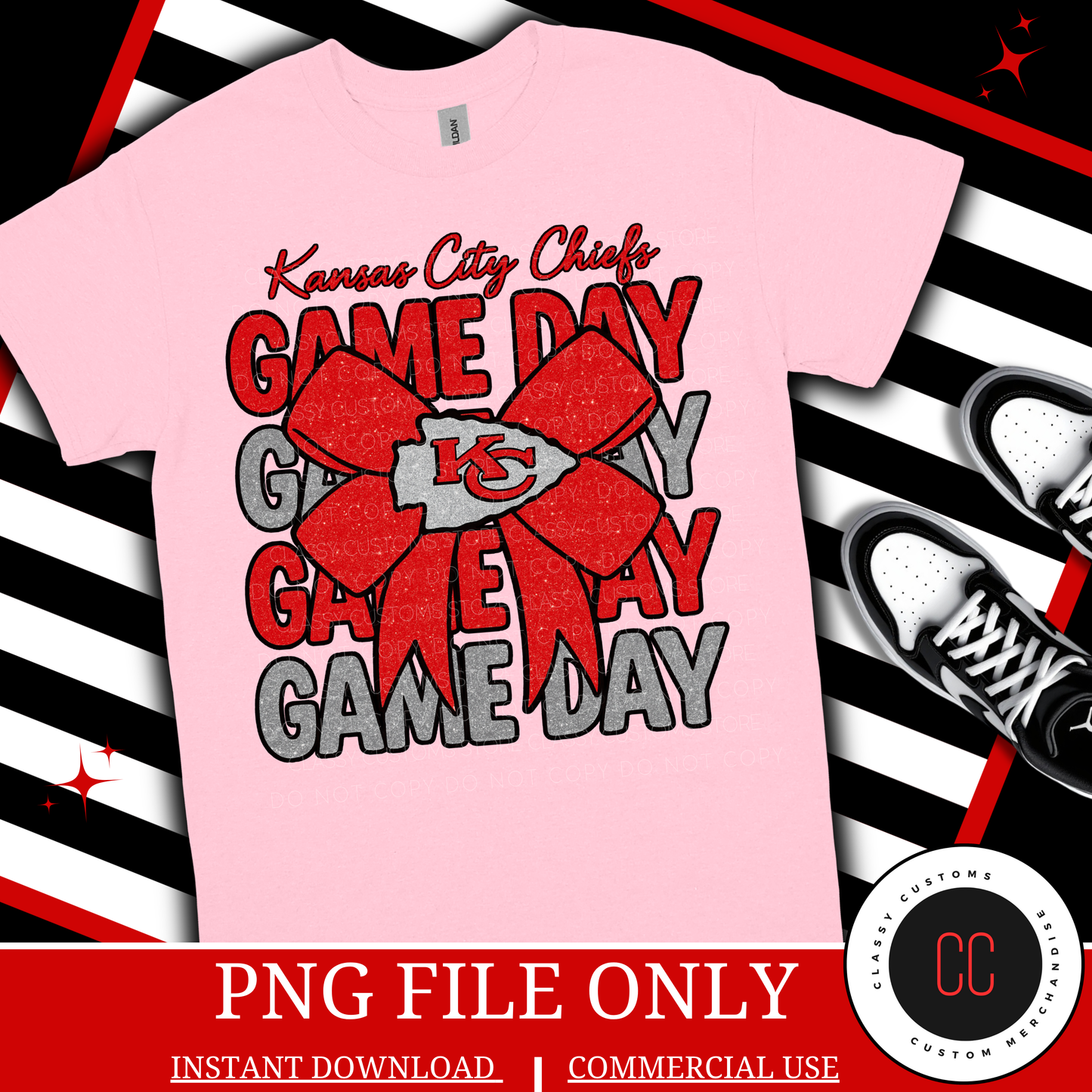 Faux Glitter Game Day PNG