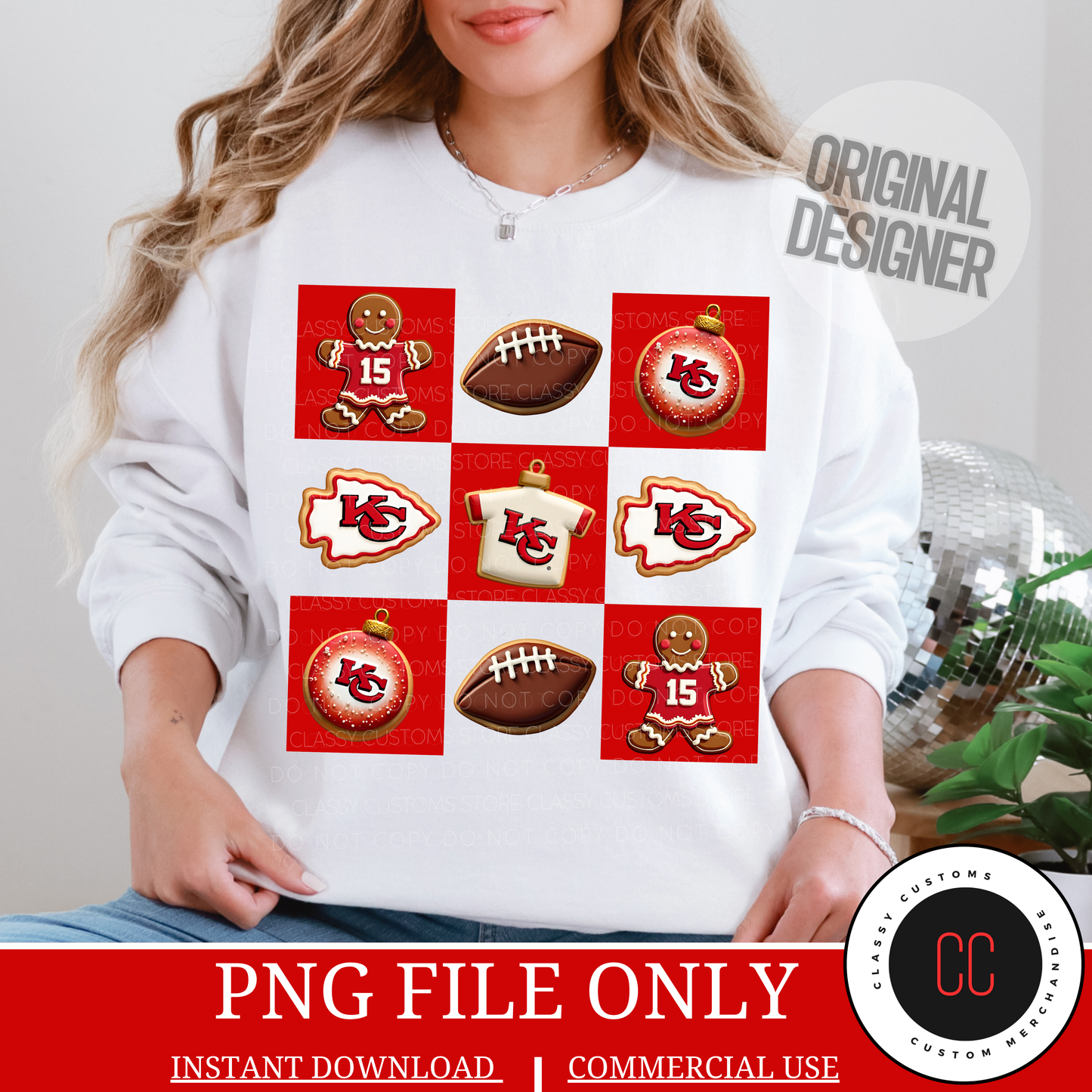 Christmas Cookie KC Football PNG
