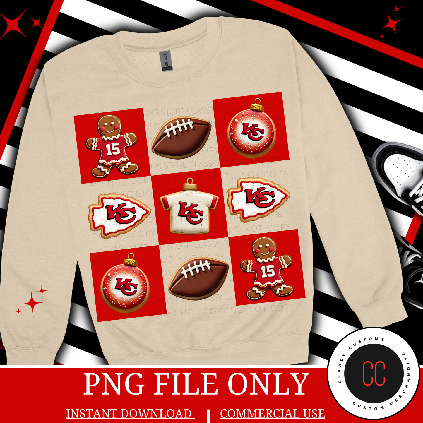 Christmas Cookie KC Football PNG