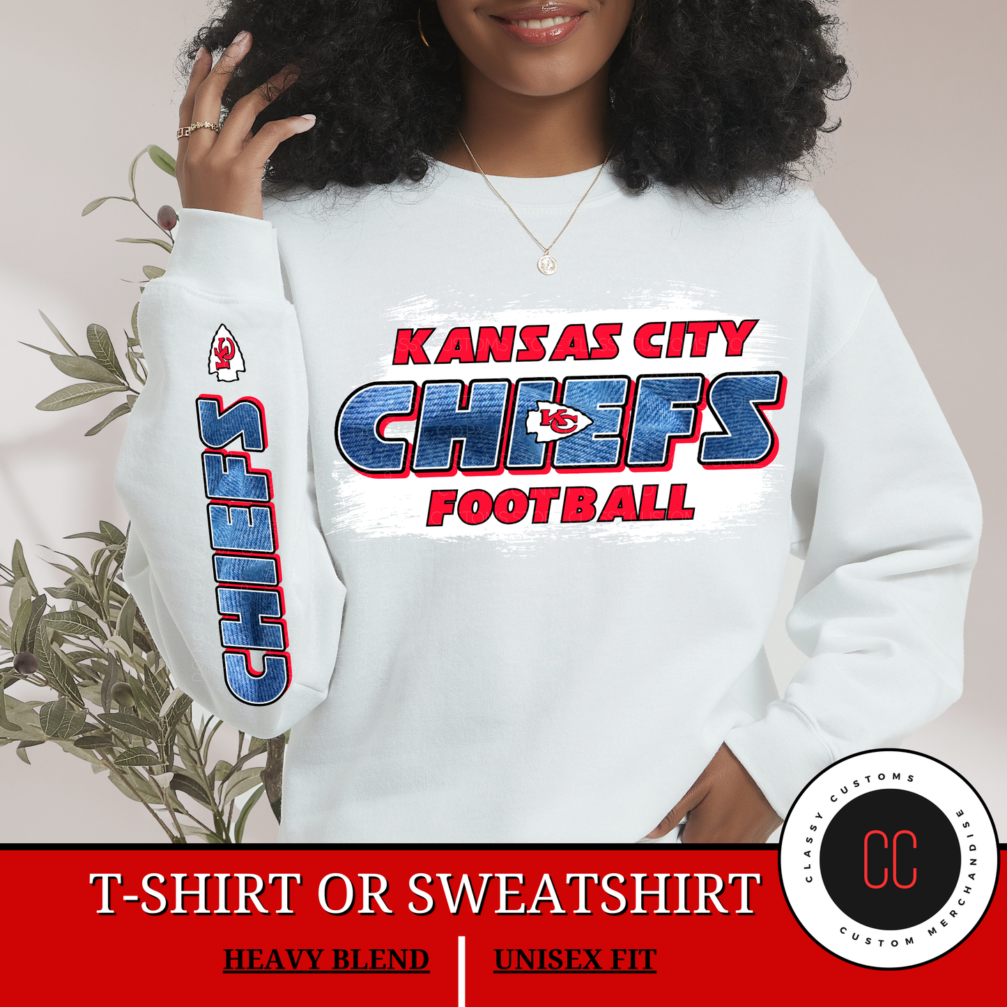 Retro Faux Denim KC Football Graphic